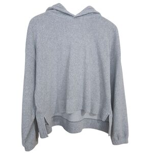 Aerie Wide Ribbed‎ Soft Knit Gray Cropped Pullover Oversized Hoodie Size Medium